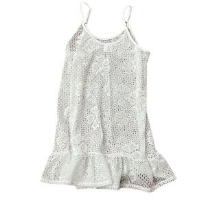 Girl’s XL swim cover up soft lace like material white dress can fit women floral